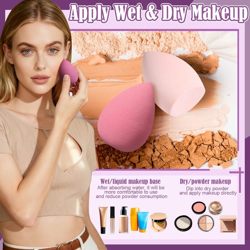 AuraRay 17PCS Makeup Sponge Set for Foundation with 6PCS Powder Puff, 3PCS Mini Makeup Sponges, 3PCS Foundation Mini Make Up Sponge Puff and 1PCS Make Up Sponges Holder - Image 2